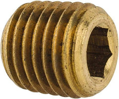 Made in USA - 1/16-27, 1/16" OAL, Brass Socket Pressure Plug - Uncoated, 3/4" Taper per Foot, 5/32" Hex Key - Eagle Tool & Supply
