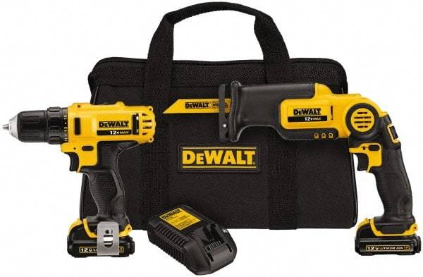 DeWALT - 12 Volt Cordless Tool Combination Kit - Includes 3/8" Drill/Driver & Pivot Reciprocating Saw, Lithium-Ion Battery Included - Eagle Tool & Supply