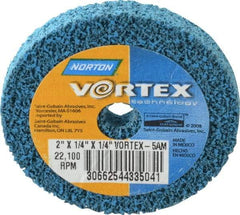 Norton - 2" Diam, 1/4" Face Width, 1/4" Center Hole, Medium Grade, Aluminum Oxide Deburring Wheel - Unitized, Medium Density 5 Grade - Eagle Tool & Supply