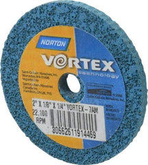 Norton - 2" Diam, 1/8" Face Width, 1/4" Center Hole, Medium Grade, Aluminum Oxide Deburring Wheel - Unitized, Medium Density 7 Grade - Eagle Tool & Supply