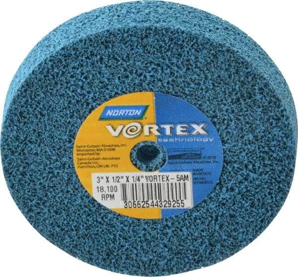 Norton - 3" Diam, 1/2" Face Width, 1/4" Center Hole, Medium Grade, Aluminum Oxide Deburring Wheel - Unitized, Medium Density 5 Grade - Eagle Tool & Supply