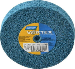 Norton - 3" Diam, 1/2" Face Width, 1/4" Center Hole, Medium Grade, Aluminum Oxide Deburring Wheel - Unitized, Medium Density 5 Grade - Eagle Tool & Supply