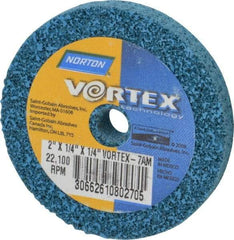 Norton - 2" Diam, 1/4" Face Width, 1/4" Center Hole, Medium Grade, Aluminum Oxide Deburring Wheel - Unitized, Medium Density 7 Grade - Eagle Tool & Supply