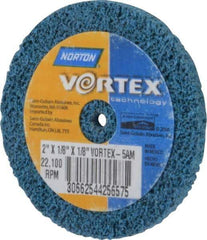Norton - 2" Diam, 1/8" Face Width, 1/8" Center Hole, Medium Grade, Aluminum Oxide Deburring Wheel - Unitized, Medium Density 5 Grade - Eagle Tool & Supply
