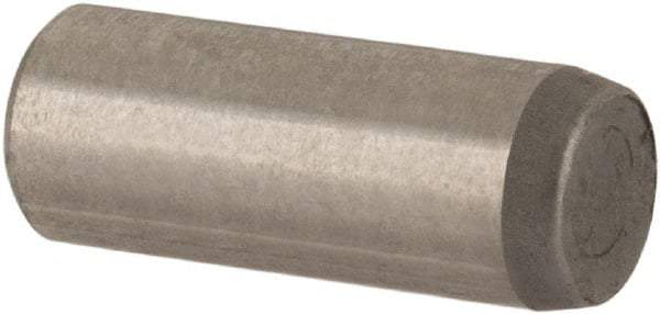 Made in USA - 3mm Diam x 8mm Pin Length Alloy Steel Standard Dowel Pin - Bright Finish, C 47-58 & C 60 (Surface) Hardness, 1 Beveled & 1 Rounded End - Eagle Tool & Supply