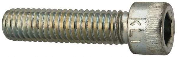 Made in USA - 3/8-16 UNC Hex Socket Drive, Socket Cap Screw - Alloy Steel, Zinc-Plated Finish, Fully Threaded, 1-1/2" Length Under Head - Eagle Tool & Supply