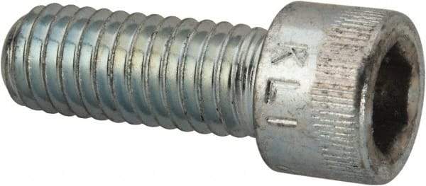 Made in USA - 3/8-16 UNC Hex Socket Drive, Socket Cap Screw - Alloy Steel, Zinc-Plated Finish, Fully Threaded, 1" Length Under Head - Eagle Tool & Supply