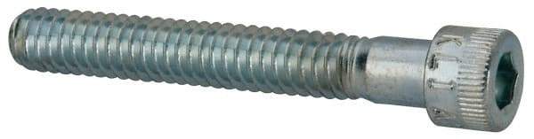 Made in USA - 1/4-20 UNC Hex Socket Drive, Socket Cap Screw - Alloy Steel, Zinc-Plated Finish, Partially Threaded, 1-3/4" Length Under Head - Eagle Tool & Supply