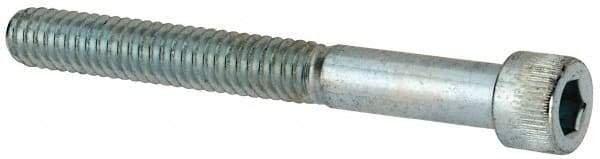 Made in USA - 1/4-20 UNC Hex Socket Drive, Socket Cap Screw - Alloy Steel, Zinc-Plated Finish, Partially Threaded, 2-1/4" Length Under Head - Eagle Tool & Supply