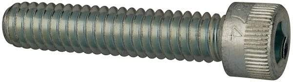 Made in USA - 1/4-20 UNC Hex Socket Drive, Socket Cap Screw - Alloy Steel, Zinc-Plated Finish, Fully Threaded, 1-1/4" Length Under Head - Eagle Tool & Supply
