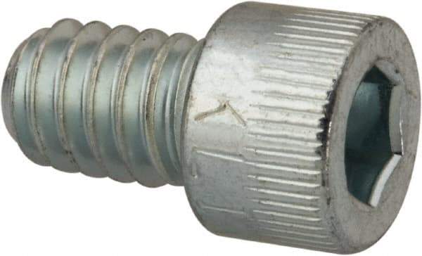Made in USA - 1/4-20 UNC Hex Socket Drive, Socket Cap Screw - Alloy Steel, Zinc-Plated Finish, Fully Threaded, 3/8" Length Under Head - Eagle Tool & Supply