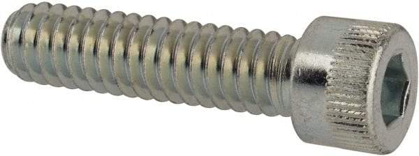 Made in USA - 1/4-20 UNC Hex Socket Drive, Socket Cap Screw - Alloy Steel, Zinc-Plated Finish, Fully Threaded, 1" Length Under Head - Eagle Tool & Supply