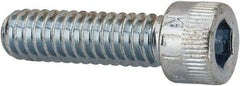 Made in USA - 1/4-20 UNC Hex Socket Drive, Socket Cap Screw - Alloy Steel, Zinc-Plated Finish, Fully Threaded, 7/8" Length Under Head - Eagle Tool & Supply