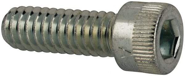 Made in USA - 1/4-20 UNC Hex Socket Drive, Socket Cap Screw - Alloy Steel, Zinc-Plated Finish, Fully Threaded, 3/4" Length Under Head - Eagle Tool & Supply