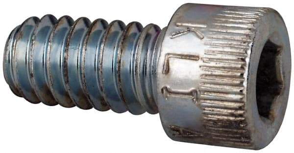 Made in USA - 1/4-20 UNC Hex Socket Drive, Socket Cap Screw - Alloy Steel, Zinc-Plated Finish, Fully Threaded, 1/2" Length Under Head - Eagle Tool & Supply