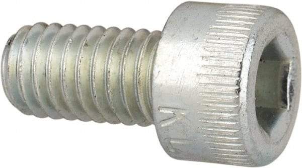 Made in USA - #10-32 UNF Hex Socket Drive, Socket Cap Screw - Alloy Steel, Zinc-Plated Finish, Fully Threaded, 3/8" Length Under Head - Eagle Tool & Supply
