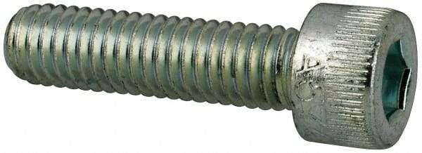 Made in USA - #10-32 UNF Hex Socket Drive, Socket Cap Screw - Alloy Steel, Zinc-Plated Finish, Fully Threaded, 3/4" Length Under Head - Eagle Tool & Supply