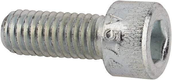 Made in USA - #10-32 UNF Hex Socket Drive, Socket Cap Screw - Alloy Steel, Zinc-Plated Finish, Fully Threaded, 1/2" Length Under Head - Eagle Tool & Supply