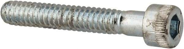 Made in USA - #10-24 UNC Hex Socket Drive, Socket Cap Screw - Alloy Steel, Zinc-Plated Finish, Partially Threaded, 1-1/4" Length Under Head - Eagle Tool & Supply
