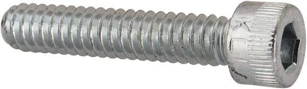 Made in USA - #10-24 UNC Hex Socket Drive, Socket Cap Screw - Alloy Steel, Zinc-Plated Finish, Fully Threaded, 1" Length Under Head - Eagle Tool & Supply
