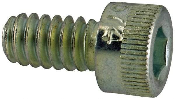 Made in USA - #10-24 UNC Hex Socket Drive, Socket Cap Screw - Alloy Steel, Zinc-Plated Finish, Fully Threaded, 3/8" Length Under Head - Eagle Tool & Supply
