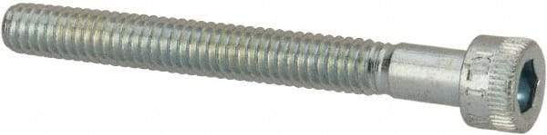 Made in USA - #8-32 UNC Hex Socket Drive, Socket Cap Screw - Alloy Steel, Zinc-Plated Finish, Partially Threaded, 1-1/2" Length Under Head - Eagle Tool & Supply