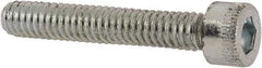 Made in USA - #8-32 UNC Hex Socket Drive, Socket Cap Screw - Alloy Steel, Zinc-Plated Finish, Fully Threaded, 1" Length Under Head - Eagle Tool & Supply