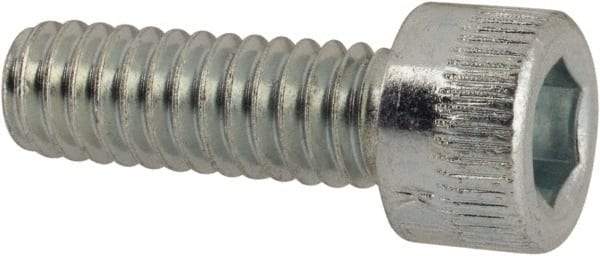 Made in USA - #8-32 UNC Hex Socket Drive, Socket Cap Screw - Alloy Steel, Zinc-Plated Finish, Fully Threaded, 1/2" Length Under Head - Eagle Tool & Supply