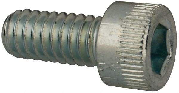 Made in USA - #8-32 UNC Hex Socket Drive, Socket Cap Screw - Alloy Steel, Zinc-Plated Finish, Fully Threaded, 3/8" Length Under Head - Eagle Tool & Supply