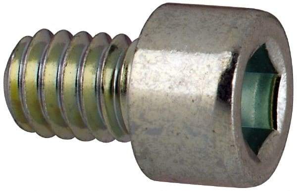 Made in USA - #8-32 UNC Hex Socket Drive, Socket Cap Screw - Alloy Steel, Zinc-Plated Finish, Fully Threaded, 1/4" Length Under Head - Eagle Tool & Supply