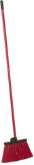 PRO-SOURCE - 12" Wide, Red Polypropylene Bristles, 46-1/2" Vinyl-Coated Metal Handle, Angled Broom - Flagged - Eagle Tool & Supply