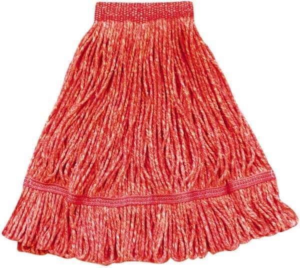 PRO-SOURCE - 13" Red Head Band, Large Blended Fiber Loop End Mop Pad - Quick Change Connection - Eagle Tool & Supply