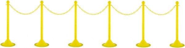 PRO-SAFE - 41" High Plastic Pedestrian Warning Post Kit - 50' Long Rope - Eagle Tool & Supply