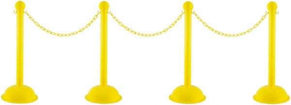 PRO-SAFE - 41" High Plastic Pedestrian Warning Post Kit - 30' Long Rope - Eagle Tool & Supply