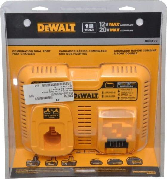 DeWALT - 12 to 20 & 7.2 to 18 Volt, 2 Battery Lithium-Ion, NiCad & NiMH Power Tool Charger - 1 hr to Charge - Eagle Tool & Supply