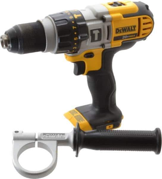 DeWALT - 20 Volt 1/2" Keyless Chuck Cordless Hammer Drill - 0 to 9,775, 0 to 22,950 & 0 to 34,000 BPM, 0 to 575, 0 to 1,350 & 0 to 2,000 RPM, Reversible, Mid-Handle - Eagle Tool & Supply