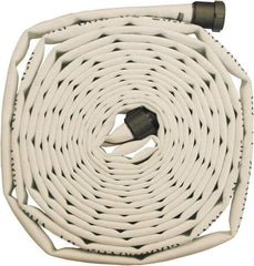 Dixon Valve & Coupling - 1-1/2" ID, 360 Working psi, White Polyester Fire Hose - Male x Female NST (NH) Ends, 25' Long, 1,080 Burst psi - Eagle Tool & Supply