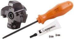 Kennametal - 4 Inserts, 2.746" Cutter Diam, 0.087" Max Depth of Cut, Indexable High-Feed Face Mill - 3/4" Arbor Hole Diam, 1.595" High, KSHR Toolholder, HNGJ 0905.. Inserts, Series Dodeka High-Feed - Eagle Tool & Supply