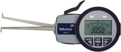 Mitutoyo - 0.0472 Inch Groove Width, 0.2047 Inch Groove Depth, 0.39 to 1.18 Inch, Ball/Ball Inside Electronic Caliper Gage - 0.0005 Inch Resolution, 0.0015 Inch Accuracy, 0.0394 Inch Tip Diameter, 3.3465 Inch Leg Length, Data Output, AA Battery - Eagle Tool & Supply
