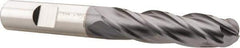 Niagara Cutter - 1/2" Diam, 2" LOC, 4 Flute Cobalt Ball End Mill - TiCN Finish, Single End, 4" OAL, 1/2" Shank Diam, Spiral Flute - Eagle Tool & Supply