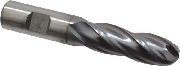 Niagara Cutter - 3/4" Diam, 2-1/4" LOC, 4 Flute Cobalt Ball End Mill - TiCN Finish, Single End, 4-1/2" OAL, 3/4" Shank Diam, Spiral Flute - Eagle Tool & Supply