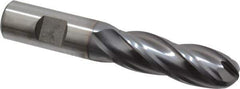 Niagara Cutter - 3/4" Diam, 2-1/4" LOC, 4 Flute Cobalt Ball End Mill - TiCN Finish, Single End, 4-1/2" OAL, 3/4" Shank Diam, Spiral Flute - Eagle Tool & Supply