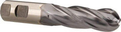 Niagara Cutter - 1" Diam, 3" LOC, 4 Flute Cobalt Ball End Mill - TiCN Finish, Single End, 5-1/2" OAL, 1" Shank Diam, Spiral Flute - Eagle Tool & Supply