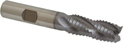 Niagara Cutter - 9/16" Diam, Coarse Pitch, 1-3/8" LOC, 4 Flute Cobalt Roughing Square End Mill - TiCN Finish, 3-3/8" OAL, 1/2" Shank Diam, Single End, 30° Helix - Eagle Tool & Supply