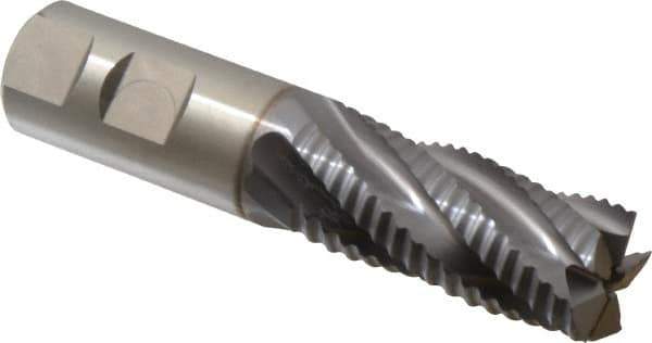 Niagara Cutter - 7/8" Diam, Coarse Pitch, 1-7/8" LOC, 5 Flute Cobalt Roughing Square End Mill - TiCN Finish, 4-1/8" OAL, 7/8" Shank Diam, Single End, 30° Helix - Eagle Tool & Supply