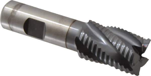 Niagara Cutter - 1" Diam, Coarse Pitch, 1-1/2" LOC, 5 Flute Cobalt Roughing Square End Mill - TiCN Finish, 3-3/4" OAL, 3/4" Shank Diam, Single End, 30° Helix - Eagle Tool & Supply