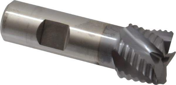 Niagara Cutter - 1" Diam, Coarse Pitch, 3/4" LOC, 5 Flute Cobalt Roughing Square End Mill - TiCN Finish, 3" OAL, 3/4" Shank Diam, Single End, 30° Helix - Eagle Tool & Supply