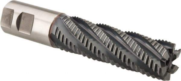 Niagara Cutter - 1-1/4" Diam, Coarse Pitch, 4" LOC, 6 Flute Cobalt Roughing Square End Mill - TiCN Finish, 6-1/2" OAL, 1-1/4" Shank Diam, Single End, Centercutting, 30° Helix - Eagle Tool & Supply