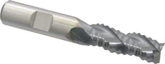 Niagara Cutter - 1/2" Diam, Coarse Pitch, 1-1/4" LOC, 3 Flute Cobalt Roughing Square End Mill - TiCN Finish, 3-1/4" OAL, 1/2" Shank Diam, Single End, Centercutting, 36° Helix - Eagle Tool & Supply