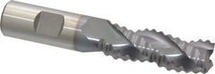 Niagara Cutter - 3/4" Diam, Coarse Pitch, 2" LOC, 3 Flute Cobalt Roughing Square End Mill - TiCN Finish, 4-1/4" OAL, 3/4" Shank Diam, Single End, Centercutting, 36° Helix - Eagle Tool & Supply